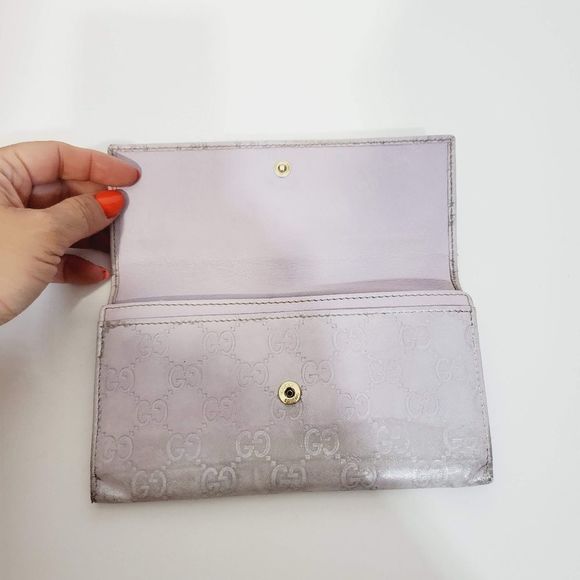 GUCCI  Authentic metallic GG leather large wallet - Picture 13 of 17